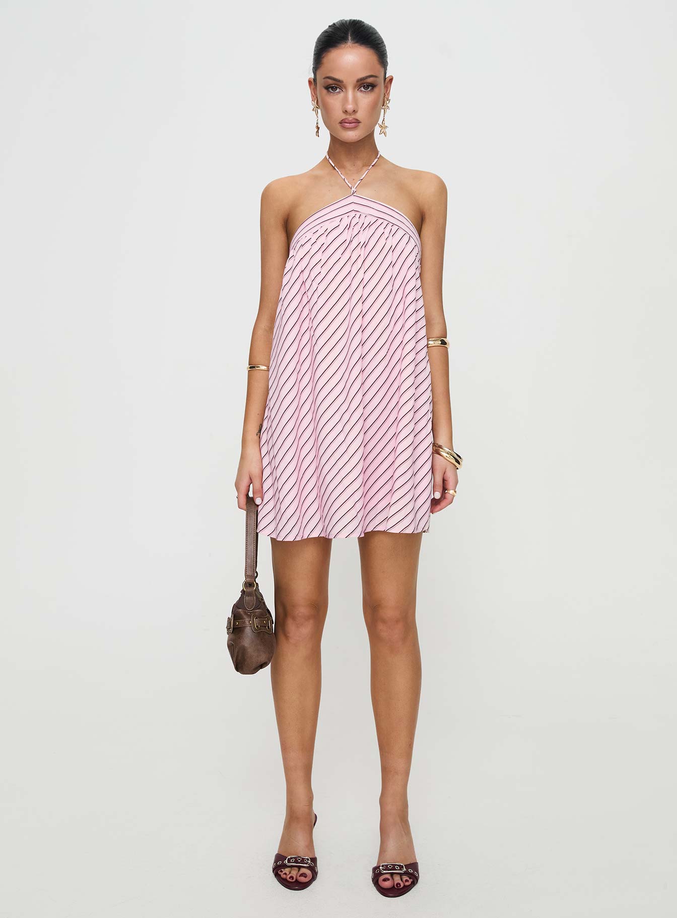Moonlit Pink Stripe Mini Dress