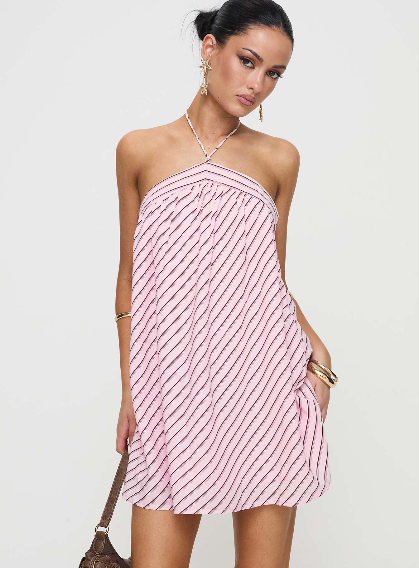 Moonlit Pink Stripe Mini Dress