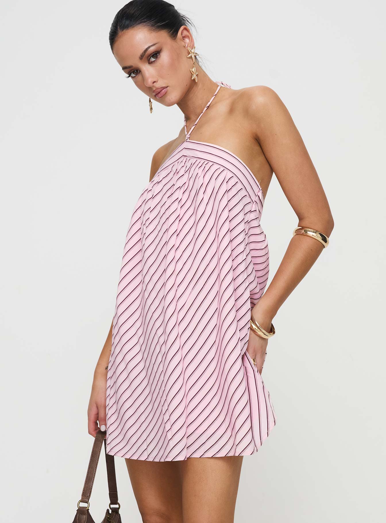Moonlit Pink Stripe Mini Dress