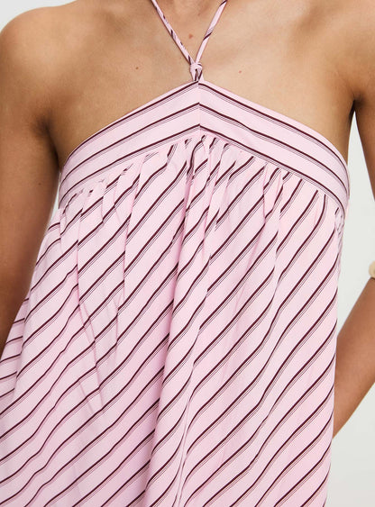 Moonlit Pink Stripe Mini Dress